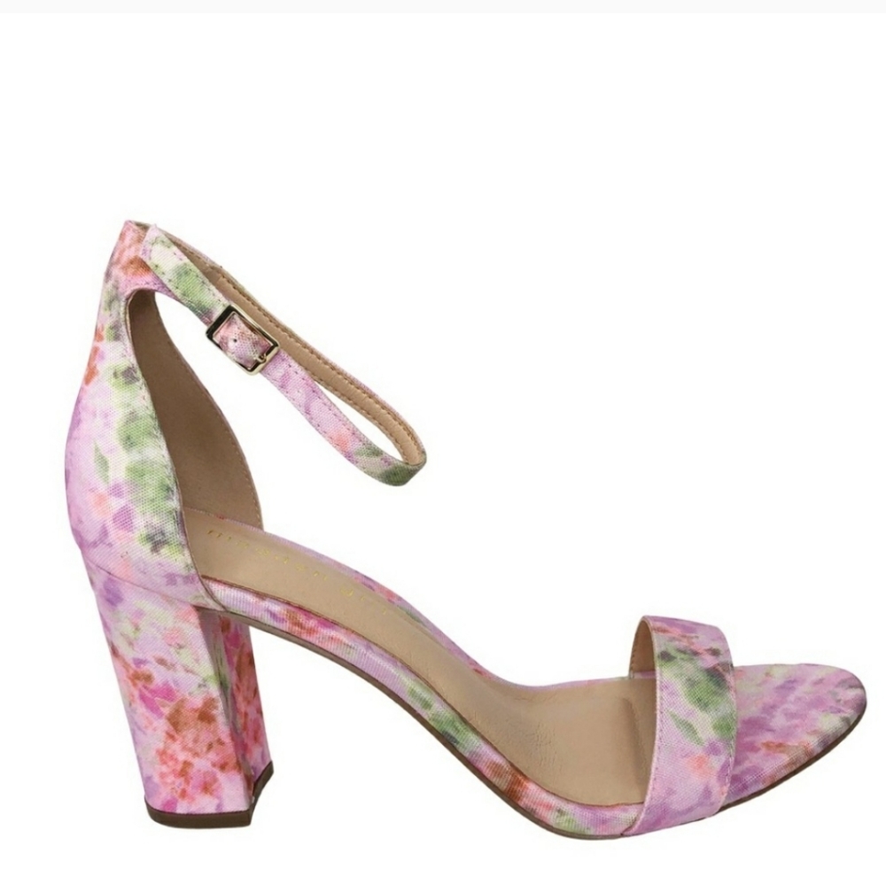 Madden Girl Pink Floral Block Heel Sandals